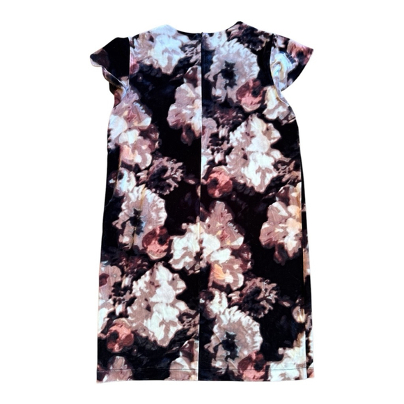 EUC Women's Cynthia Rowley Crushed Velvet Black Dress Size M Pink Floral - Picture 4 of 9